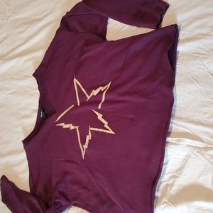Torrid Potent Purple Sweatshirt Crop Top with Foil Lightning Star